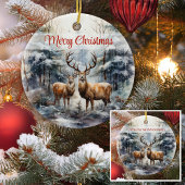 Rentier im Winter Wonderland Keramik Ornament