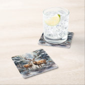 Rentier im Winter Wonderland Rechteckiger Pappuntersetzer (Vor Ort)