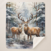 Rentier im Winter Wonderland Sherpadecke (Vorderseite)