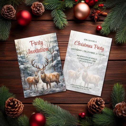 Rentier im Winter Wonderland Weihnachts-Party Einladung