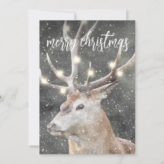 Rentier im Winterschnee Einladung (Vorderseite)