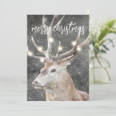Rentier im Winterschnee Einladung (Stehend Vorderseite)