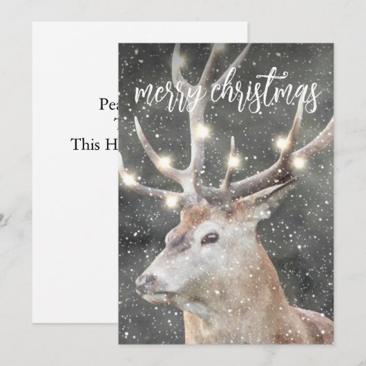 Rentier im Winterschnee Einladung (Vorne/Hinten)