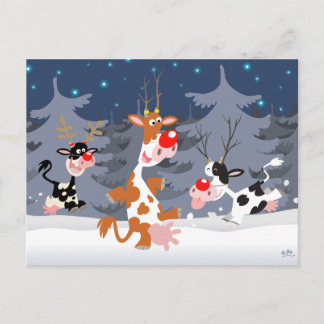 Rentier in der Schneekarte Postkarte