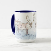 Rentier in der Schneezeit-Tasse Tasse (Vorderseite Links)