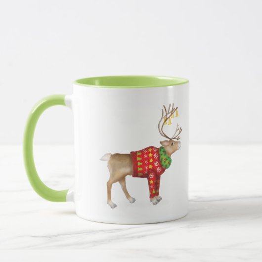 Rentier in der Weihnachtsjumper-Tasse Tasse (Links)
