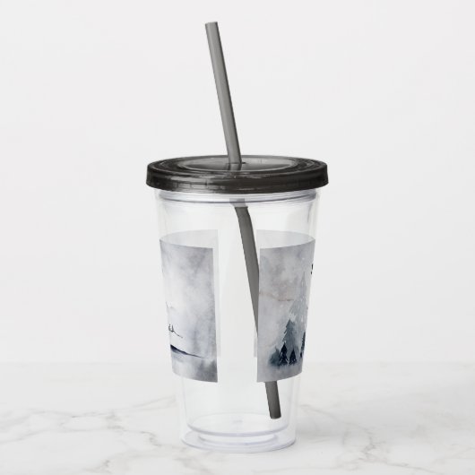 Rentier in der Wildgrau-Wasserfarbe Weihnachten Acryltrinkbecher (Links)