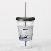 Rentier in der Wildgrau-Wasserfarbe Weihnachten Acryltrinkbecher (Vorderseite)