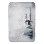 Rentier in der Wildgrau-Wasserfarbe Weihnachten Badematte (Vorderseite Vertikal)