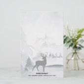 Rentier in der Wildgrau-Wasserfarbe Weihnachten Briefpapier (Stehend Vorderseite)