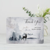 Rentier in der Wildgrau-Wasserfarbe Weihnachten Dankeskarte (Stehend Vorderseite)