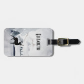 Rentier in der Wildgrau-Wasserfarbe Weihnachten Gepäckanhänger (Vorderseite horizontal)