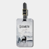 Rentier in der Wildgrau-Wasserfarbe Weihnachten Gepäckanhänger (Vorderseite vertikal)