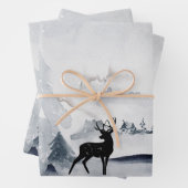 Rentier in der Wildgrau-Wasserfarbe Weihnachten Geschenkpapier Set (Beispiel)