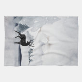 Rentier in der Wildgrau-Wasserfarbe Weihnachten Geschirrtuch (Horizontal)