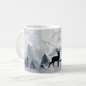 Rentier in der Wildgrau-Wasserfarbe Weihnachten Kaffeetasse (Vorderseite Links)