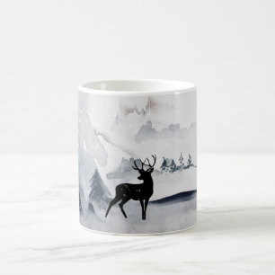 Rentier in der Wildgrau-Wasserfarbe Weihnachten Kaffeetasse