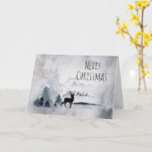 Rentier in der Wildgrau-Wasserfarbe Weihnachten Karte (Gelbe Blume)