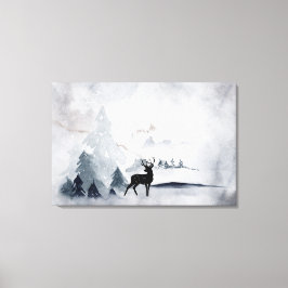 Rentier in der Wildgrau-Wasserfarbe Weihnachten Leinwanddruck