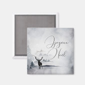 Rentier in der Wildgrau-Wasserfarbe Weihnachten Magnet (Vorderseite/Rückseite)