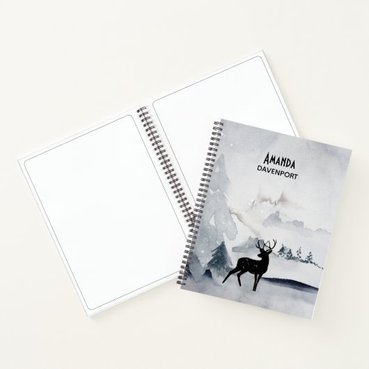 Rentier in der Wildgrau-Wasserfarbe Weihnachten Notizblock (Innenseite)
