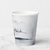 Rentier in der Wildgrau-Wasserfarbe Weihnachten Pappbecher (Rückseite)