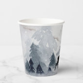 Rentier in der Wildgrau-Wasserfarbe Weihnachten Pappbecher (Vorderseite)