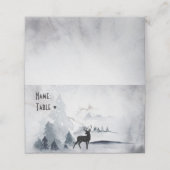 Rentier in der Wildgrau-Wasserfarbe Weihnachten Platzkarte (Außenseite Aufgefaltet)