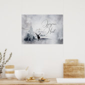 Rentier in der Wildgrau-Wasserfarbe Weihnachten Poster (Küche)