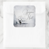 Rentier in der Wildgrau-Wasserfarbe Weihnachten Quadratischer Aufkleber (Tasche)