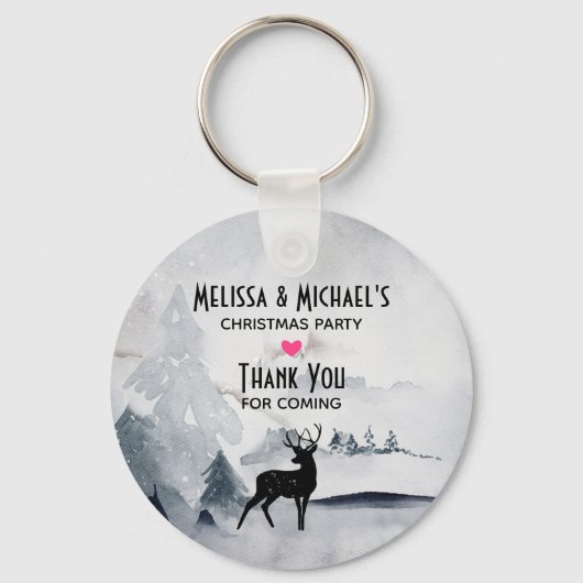 Rentier in der Wildgrau-Wasserfarbe Weihnachten Schlüsselanhänger (Vorderseite)