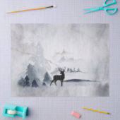 Rentier in der Wildgrau-Wasserfarbe Weihnachten Seidenpapier (Basteln)