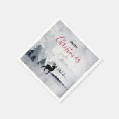 Rentier in der Wildgrau-Wasserfarbe Weihnachten Serviette (Ecke)