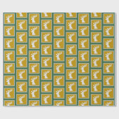 Rentier in Golden and Green Geschenkpapier (Flach)