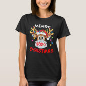 Rentier in Maske Frohe Weihnachten 2020 T-Shirt (Vorderseite)