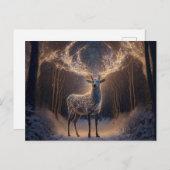 Rentier in Schnee - Fairy Lights Feiertagspostkarte (Vorne/Hinten)