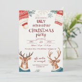 Rentier in Sweater Ugly Sweater Weihnachtsgebäck P Einladung (Stehend Vorderseite)