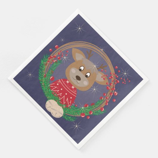 Rentier in Ugly Holiday Sweater Paper Napkins Serviette (Ecke)