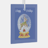 Rentier in Water Globe Ornament Aus Glas (Vorderseite Rechts)