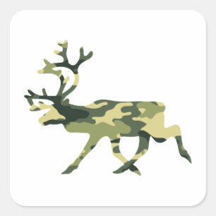 Rentier/Karibik-Waldkamouflage / Camouflage Quadratischer Aufkleber