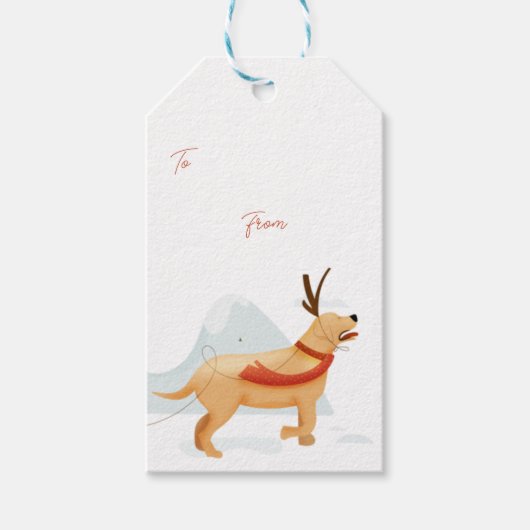 Rentier Labrador Gift Tags Geschenkanhänger (Vorderseite)