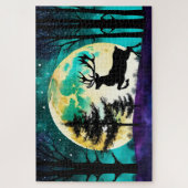 Rentier Leaping Vollmond auf Puzzle (Vertikal)