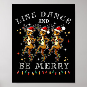 Rentier Line Tanz und sei froh Weihnachten festlic Poster