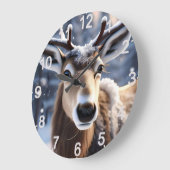 Rentier Magic: Nahes Up von Santas Loyal Companion Große Wanduhr (Winkel)