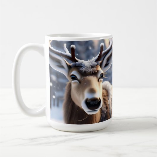 Rentier Magic: Nahes Up von Santas Loyal Companion Kaffeetasse (Links)