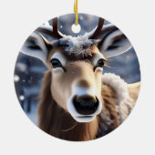 Rentier Magic: Nahes Up von Santas Loyal Companion Keramik Ornament (Hinten)