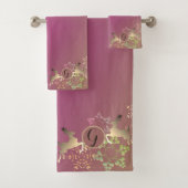 Rentier & Magische Schneeflocken Monogramm Handtuc Badhandtuch Set (Insitu)