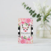 Rentier Makeup Gold Glitzer Eyes Pink Floral Visitenkarte (Stehend Vorderseite)