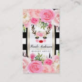 Rentier Makeup Gold Glitzer Eyes Pink Floral Visitenkarte (Vorderseite)