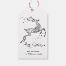 Rentier Minimalistisch Schwarz-weiß Weihnachten Geschenkanhänger